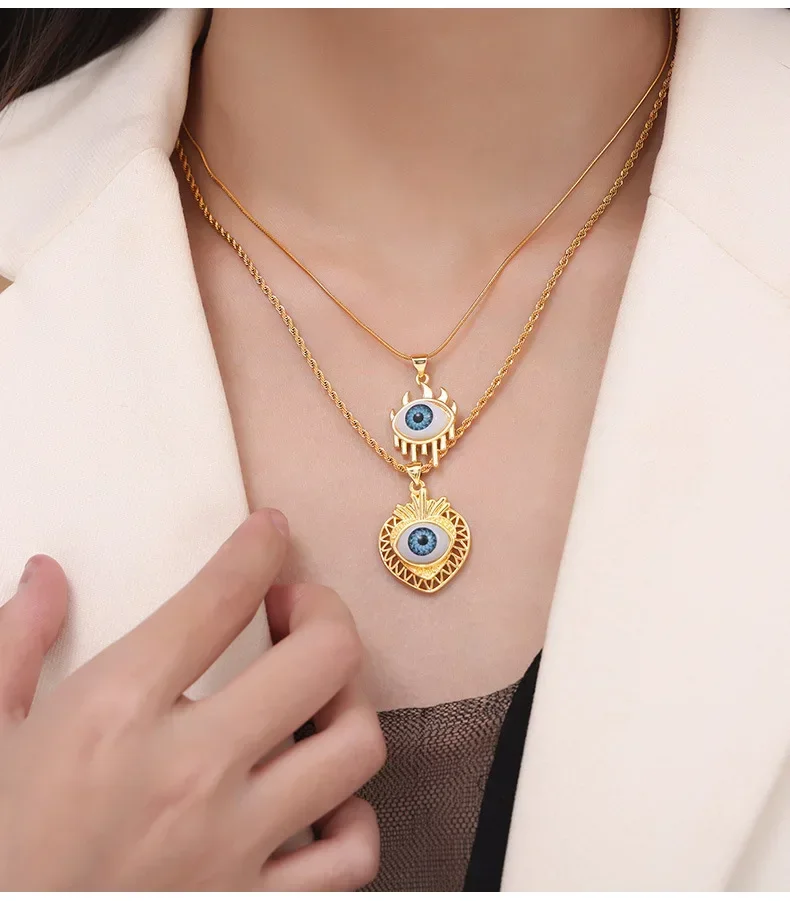 

Fashion Retro Popular Color Devil's Eye Gold-plated Necklaces for Women Necklace Jewelry Accessories Birthday Party Gift
