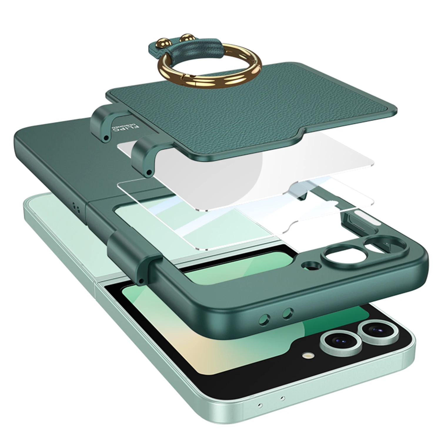 With Makeup Mirror Ring Holder Ultra Thine Hard PC Phone Cover For Samsung Galaxy Z Flip 6 Case