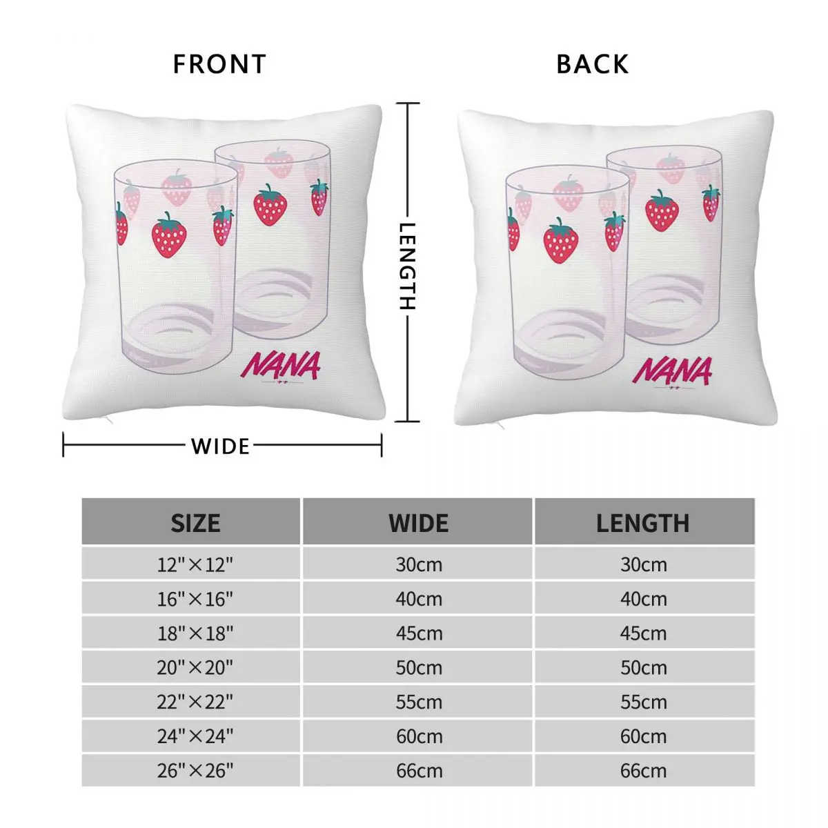 Nana Strawberry Glasses Square Pillowcase Pillow Cover Polyester Cushion Decorative Comfort Throw Pillow for Home Living Room