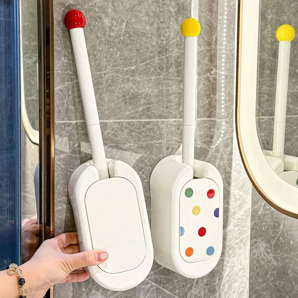 

Wall-mounted Toilet Cleaning Brush Silicone Brush Head Plastic Corner Cleaning Tools Long Handle Fashion Hanging Toilet Brush