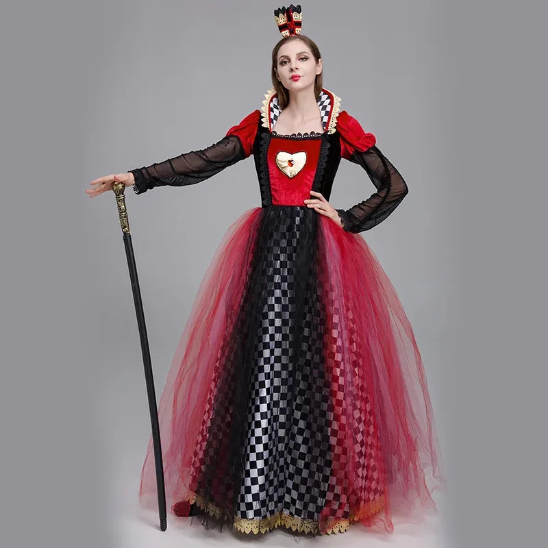 

2024 New Halloween Costume Alice's Adventures in Wonderland Red Queen Performance Costume Peach Heart Queen Role Play