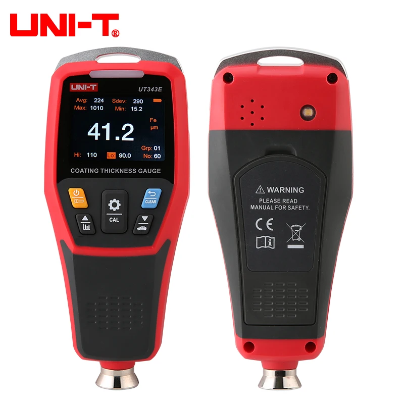 UNI-T Laagdiktemeter Ut343e Kleurenscherm Met Bluetooth Datatransmissie Voertuigverfmeter Fe/Nfe Verffilmtester