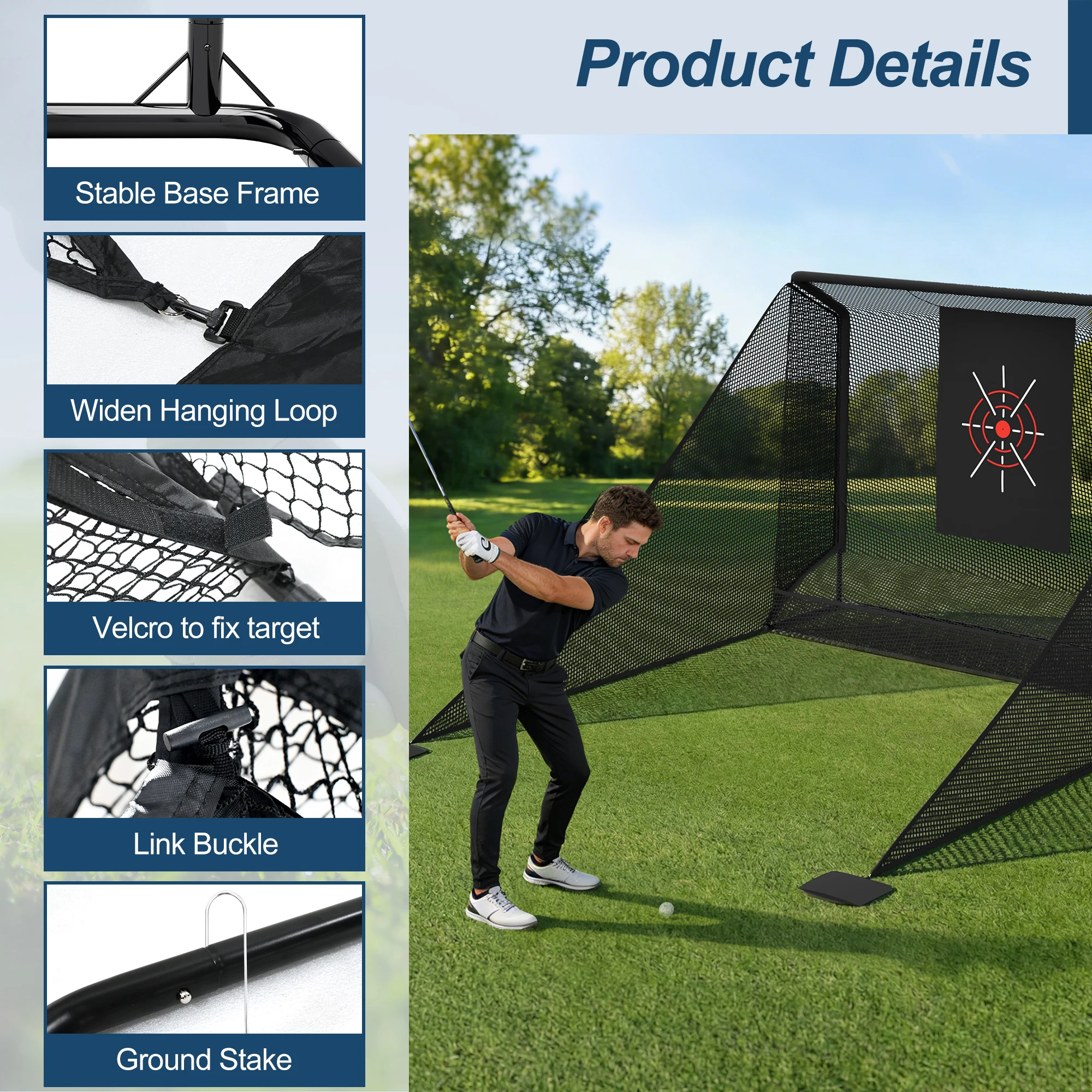 120×139×78インチのプロ用ゴルフ練習ネット、高速耐衝 - Practice Net Hitting のレビューと価格