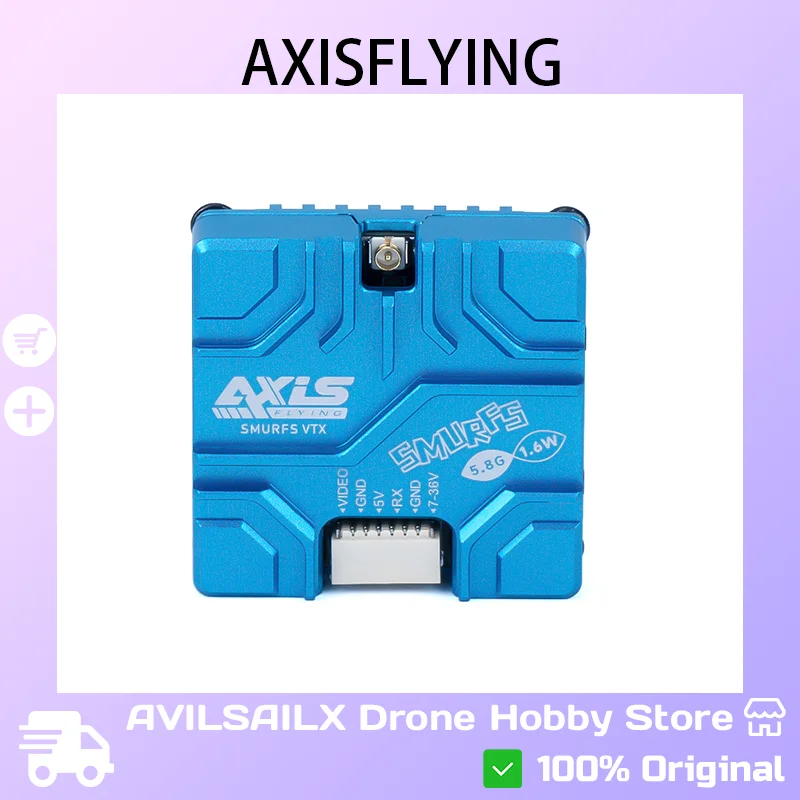 

Axisflying 1.6W Long Range VTX, 5.8G 48CH Analog FPV Transmitter, Smart Audio, 7-26V for 5/7/10 Inch Freestyle Drone