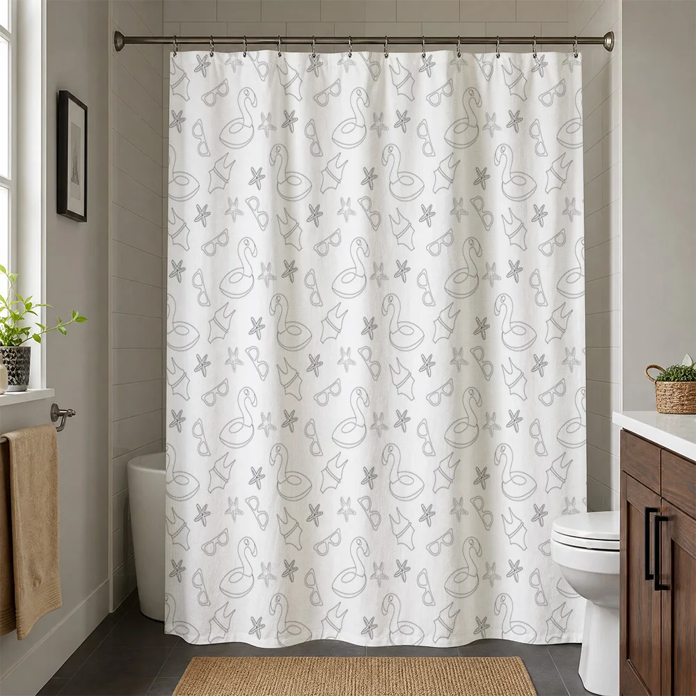 Decorative Swan Pattern Shower Curtain Waterproof Bath Decor Line Art Modern Aesthetic Home Decor Master Bathroom Curtain