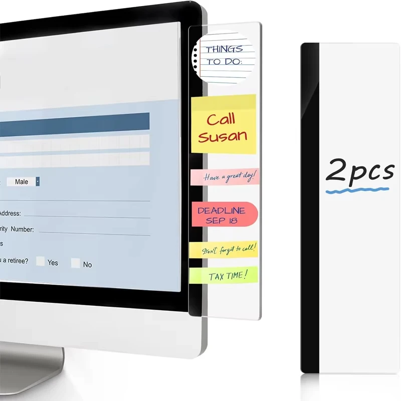 1Pcs Desk Monitor Memo Board Clip Left / Right Computer Screen Sticky Note Holder Message Panel Office Accessories Supplies Use