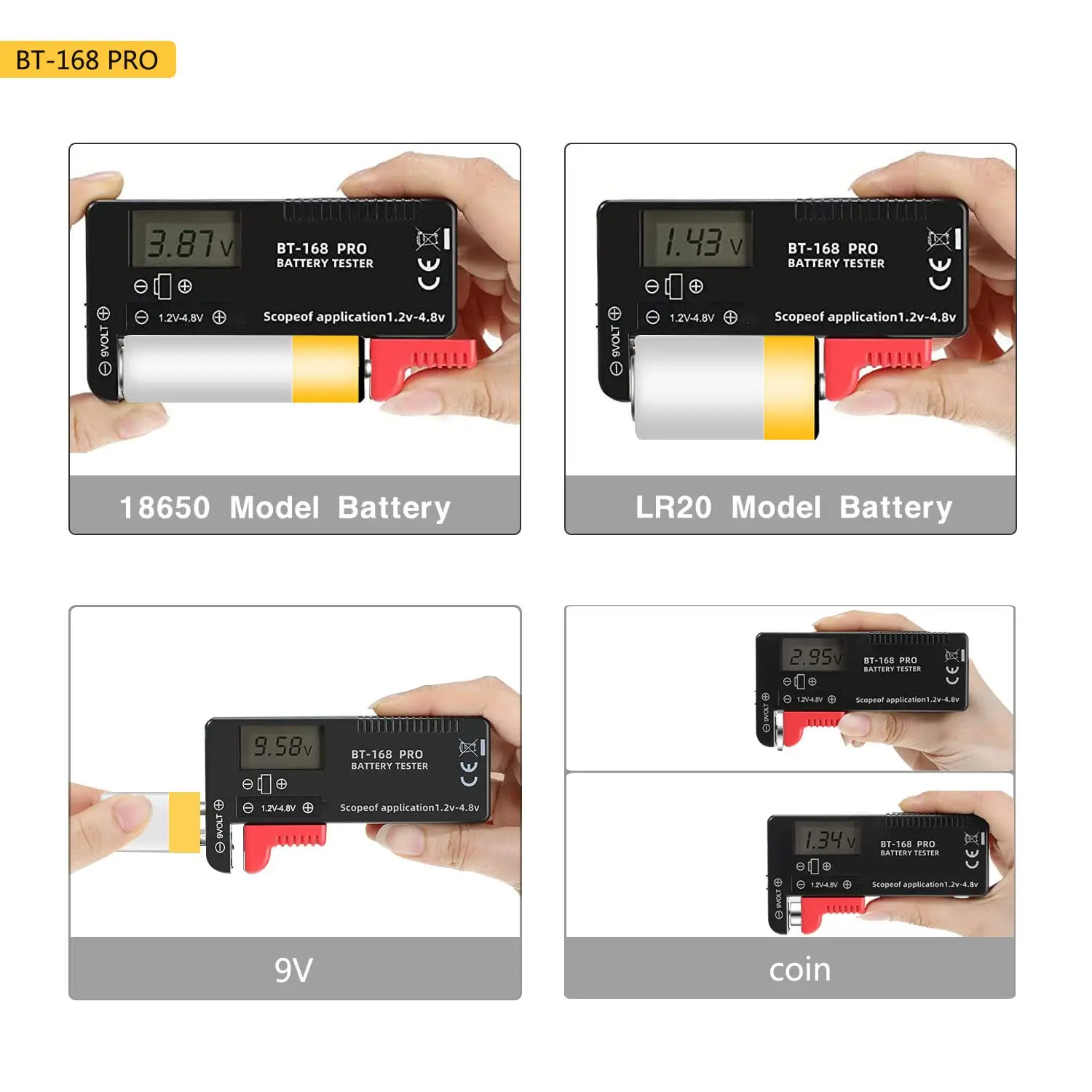 BT-168D Portable Digital Battery Tester Black Digital Battery Power Measuring Instrument The Function Battery Tester