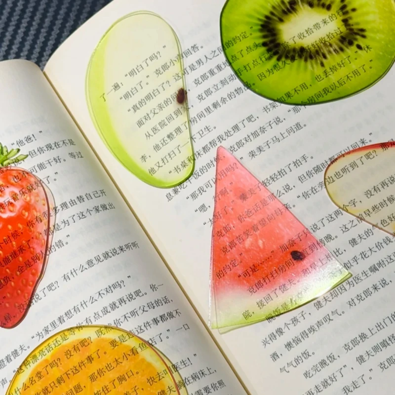 

Transparent Acrylic Watermelon Apple Fig Fruit Bookmark Simulation Reading Bookmark Stationery Children's Toys Birthday Gift