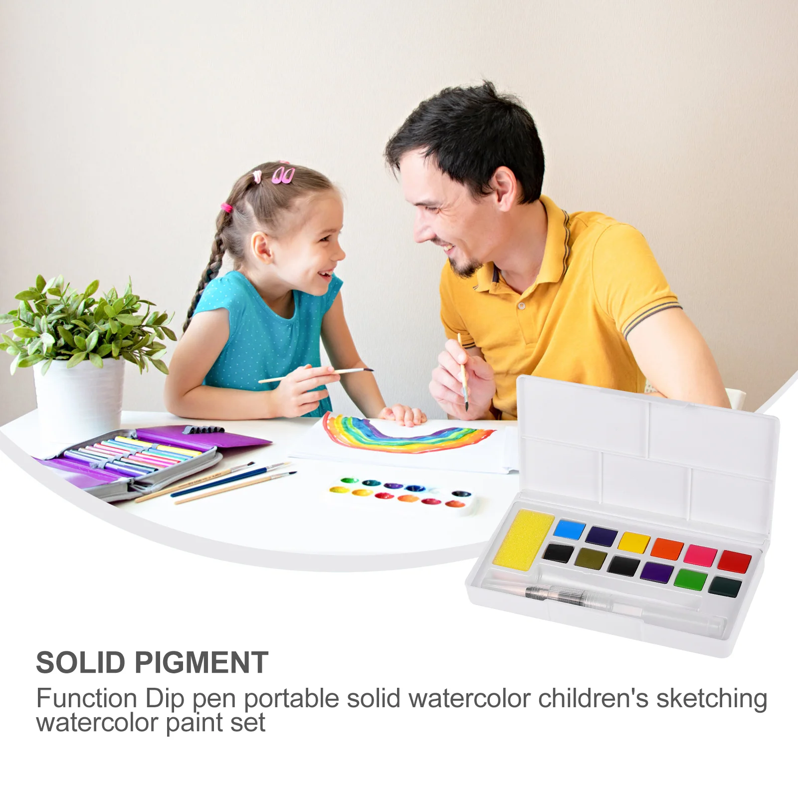 Watercolor Paint Set Portable Quick-drying Children Painting Supply Solid Pigment Painted Vivid Pigments