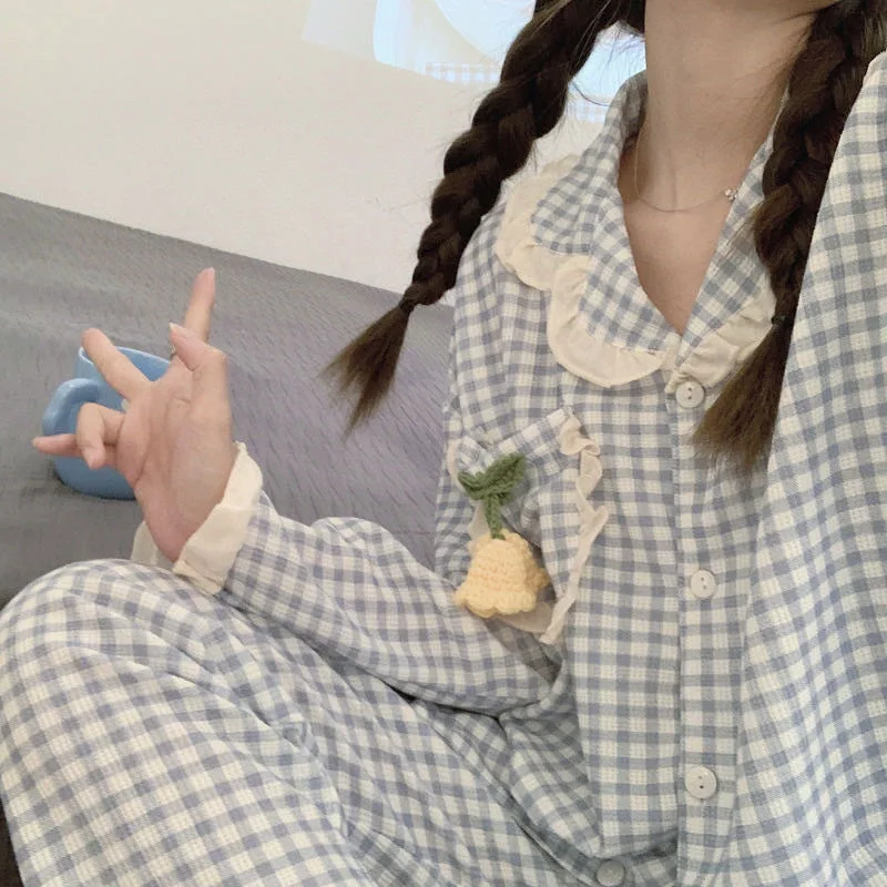 Pjs مجموعة لينة القطن منامة المرأة بيجامة مجموعة المرأة بيجامة شتوية دافئة ملابس المنزل المألوف منامة لطيف لينة بيجامة مجموعة