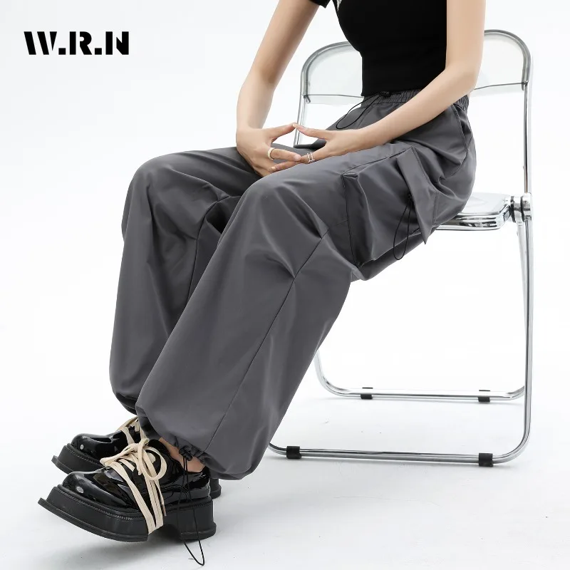 

American Retro High Street Casual Overalls Loose Wide Leg Pants Women Y2k Trashy Solid Color Hip-hop Cargo Grunge Trousers