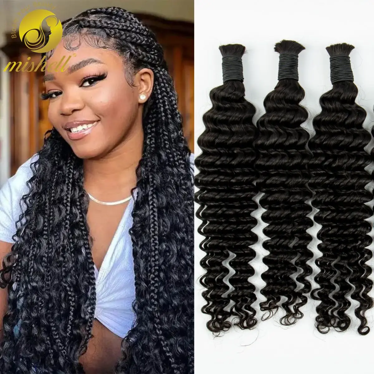 

27# Ombre Deep Wave Human Braiding Hair Bulk 100% Unprocessed Virgin Human Hair No Weft 100g/pack 2 Bundles for for Boho Braids