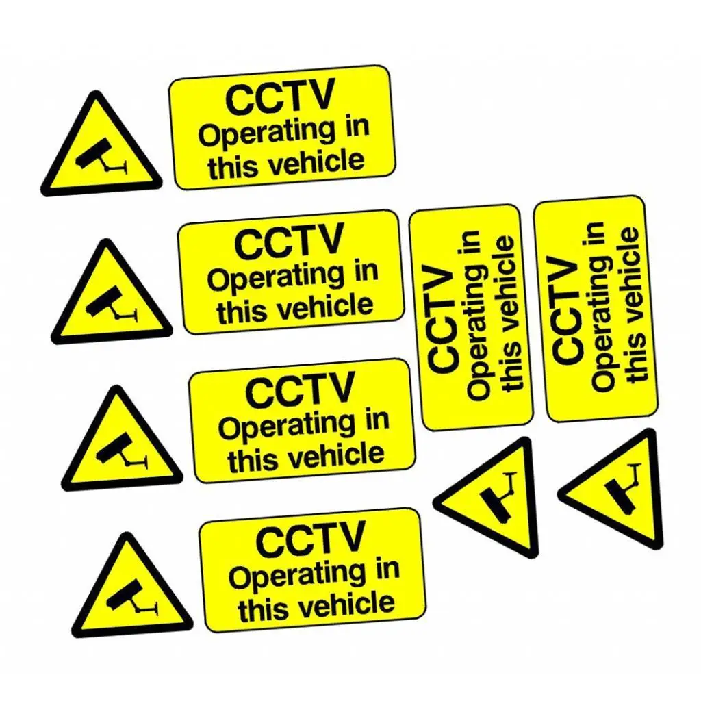 6 Pieces Waterproof Paper Surveillance Stickers Self Adhesive Warning Sign - 