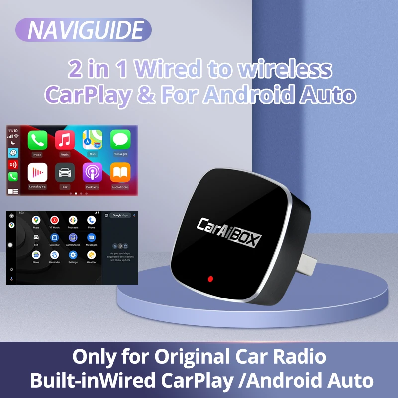 

Wireless CarPlay Dongle Wireless 2in1 Android Auto Adapter AI Smart Box Car Intelligent Systems For Car With Wired CarPlay