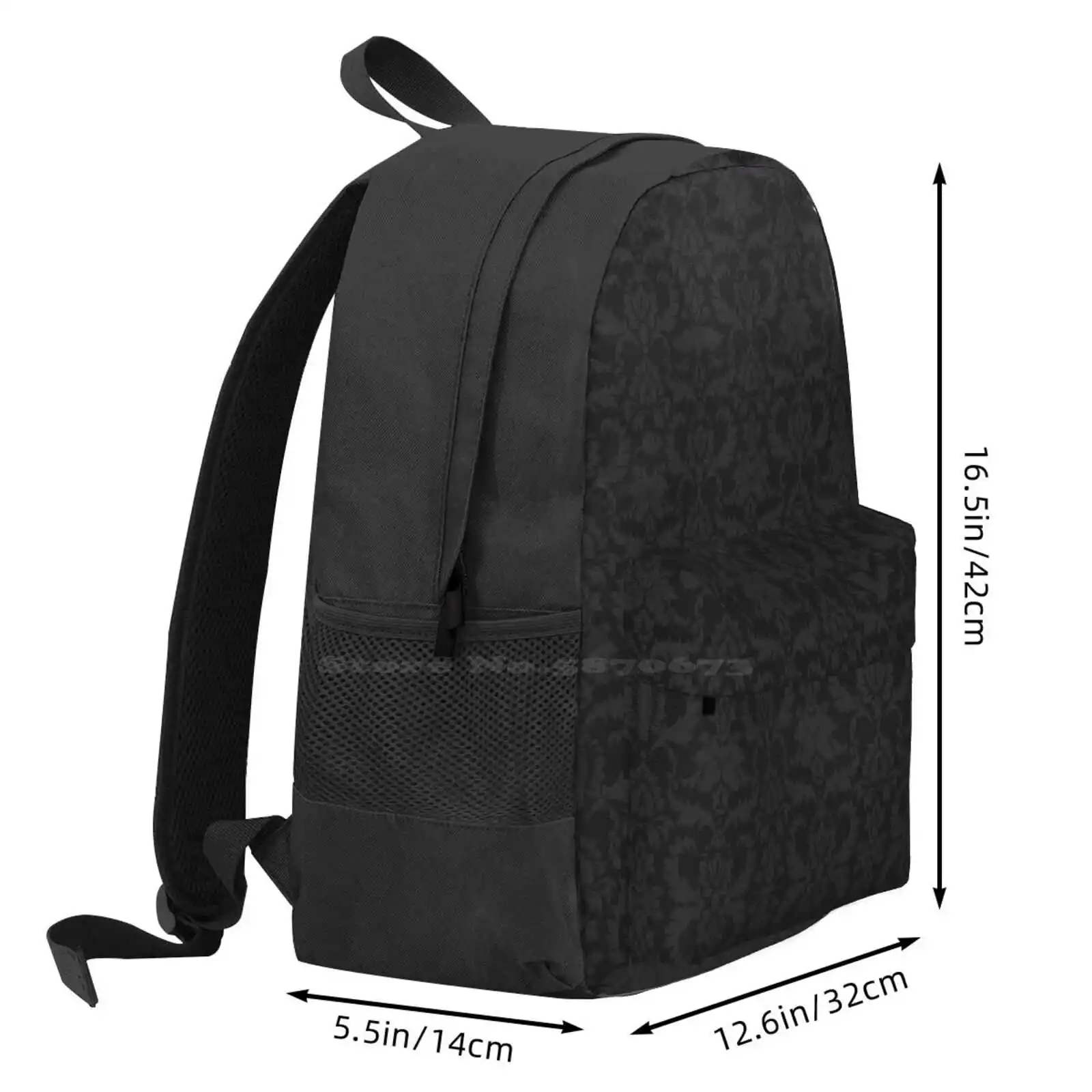 Victorian Gothic Pattern (Black) Hot Sale Schoolbag Backpack Fashion Bags Victorian Pattern Grey Gray Black Floral Vampire