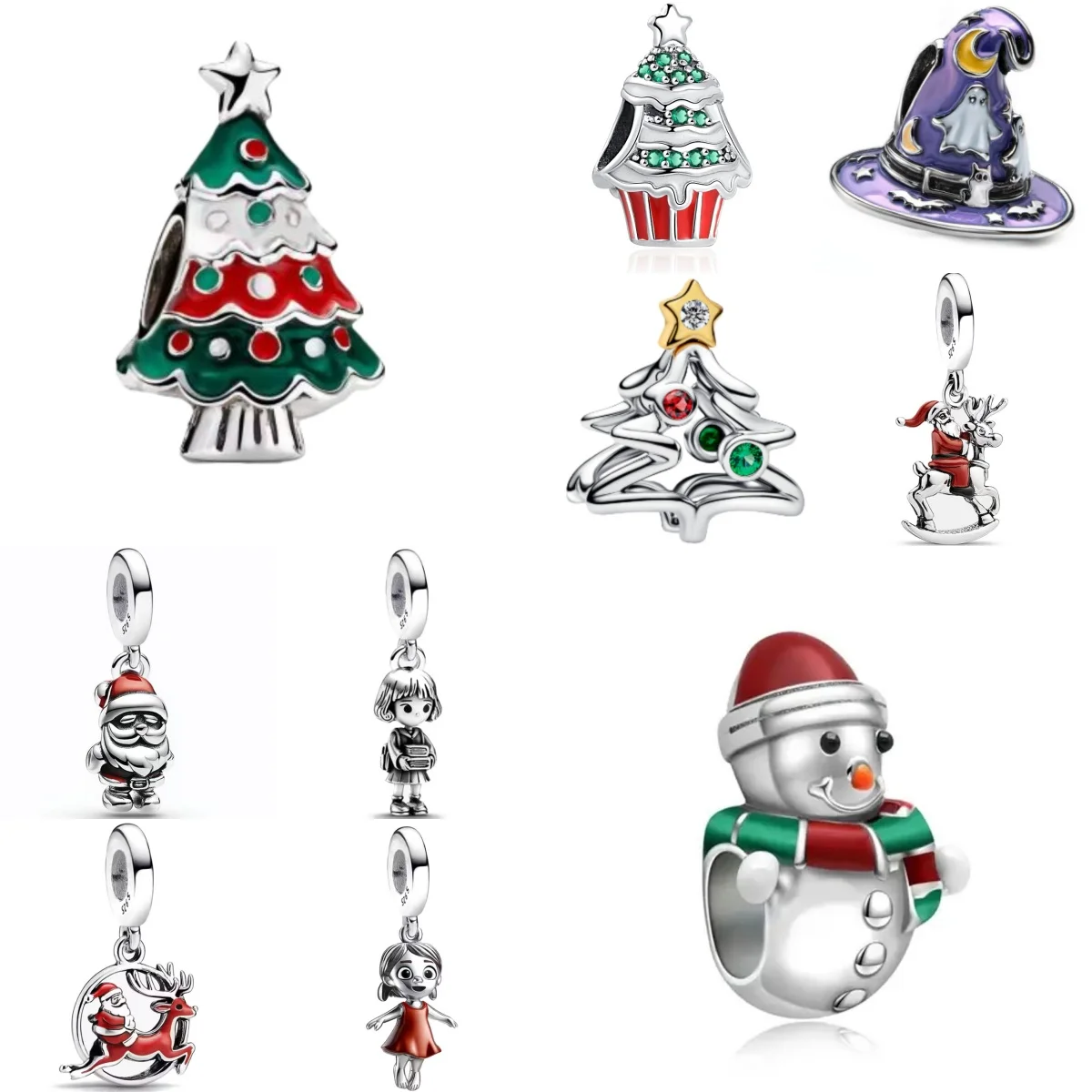 2026 Springs Flower Snowman 925 Sterling Silver Cherry Butterfly Charm Bead Fit Women Original Bracelet Jewelry For Gift