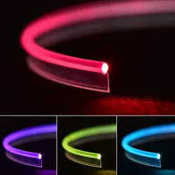 Transparente Plástico PMMA Fibra Óptica Cabo, Saia Side Brilho, Iluminação Do Carro, 5mX, 3mm de Diâmetro