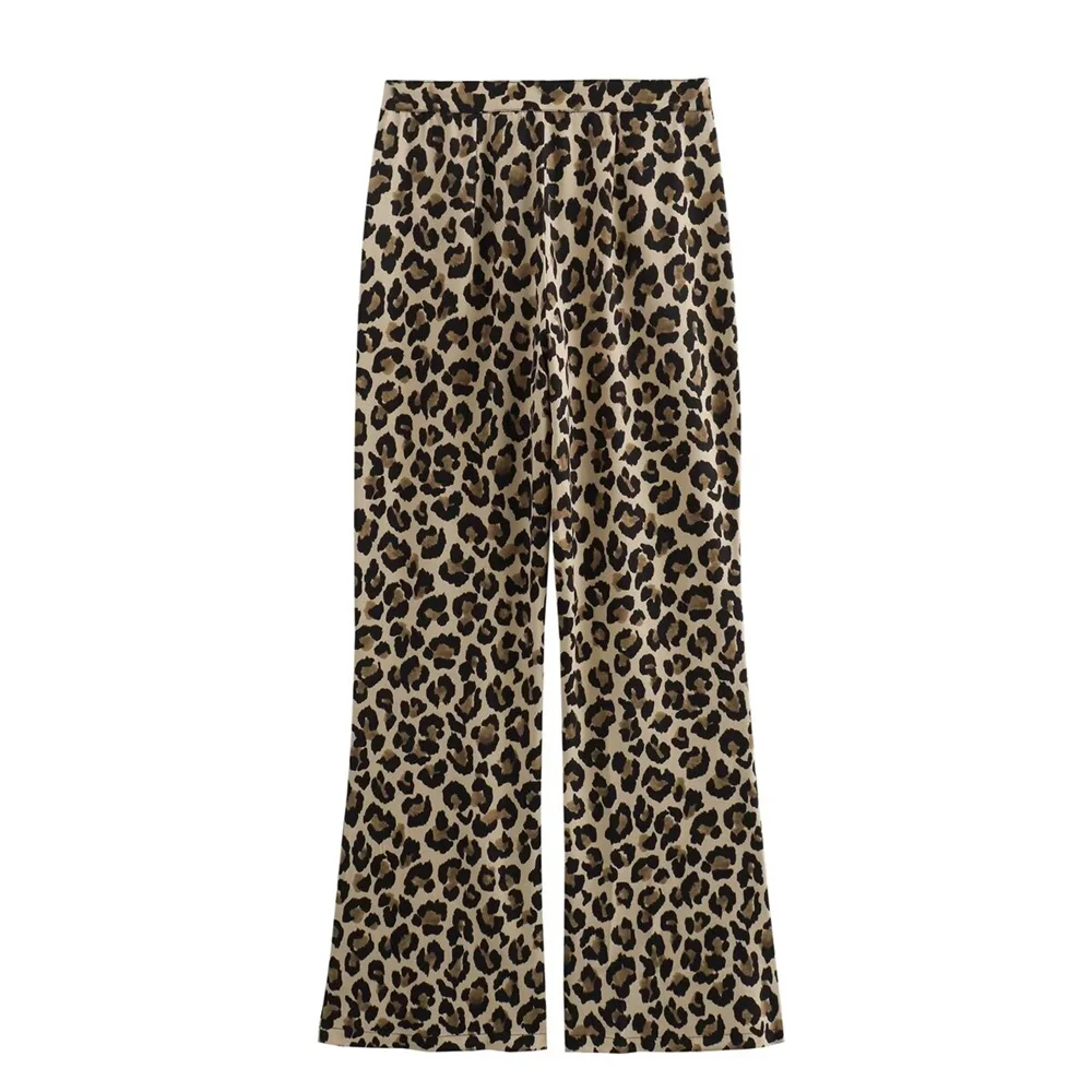 Peter Ailsa 2024 estate nuovo prodotto moda donna e pantaloni Casual versatili con stampa leopardata a vita alta