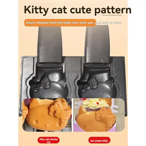 New Ice Cream Cone Kitty Waffle Machine 220V Electric Kitty Cat Bread Waffle Machine Open Mouth Waffle Maker Machine