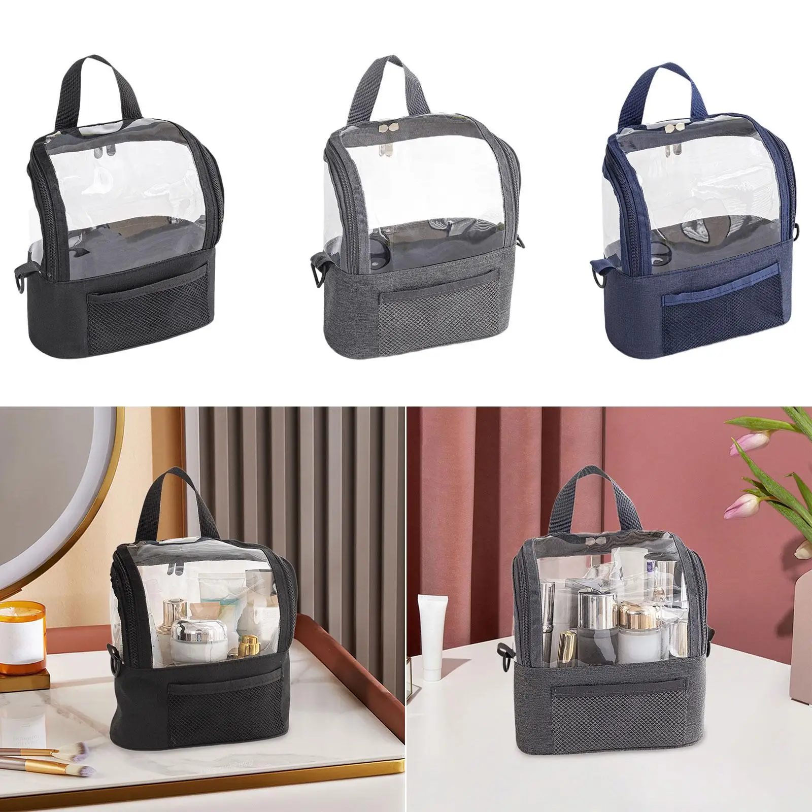 Clear Travel Toiletries Bag Makeup Bag Waterproof Accessories Professional Artist Makeup Case Cosmetics Bag for Beach Concert