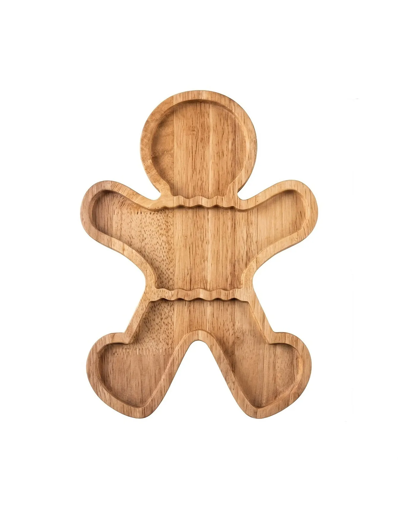 2D flat gingerbread man shaped grid tray Christmas snacks candy tray nut biscuit storage tray desktop decoration
