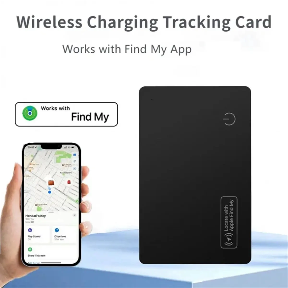 *A99Z 2Pcs Wireless Charging Tracking Location Mini Wallet Tracker Card Waterproof GPS Locator Work for Iphone Find My Tracker