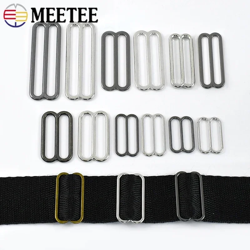 50Pcs 6-50mm Metal Bra Adjust Buckle Bag Strap Tri-Glide Slider Adjustment Clasp Underwear Bikini Hook Webbing Garment Accessory