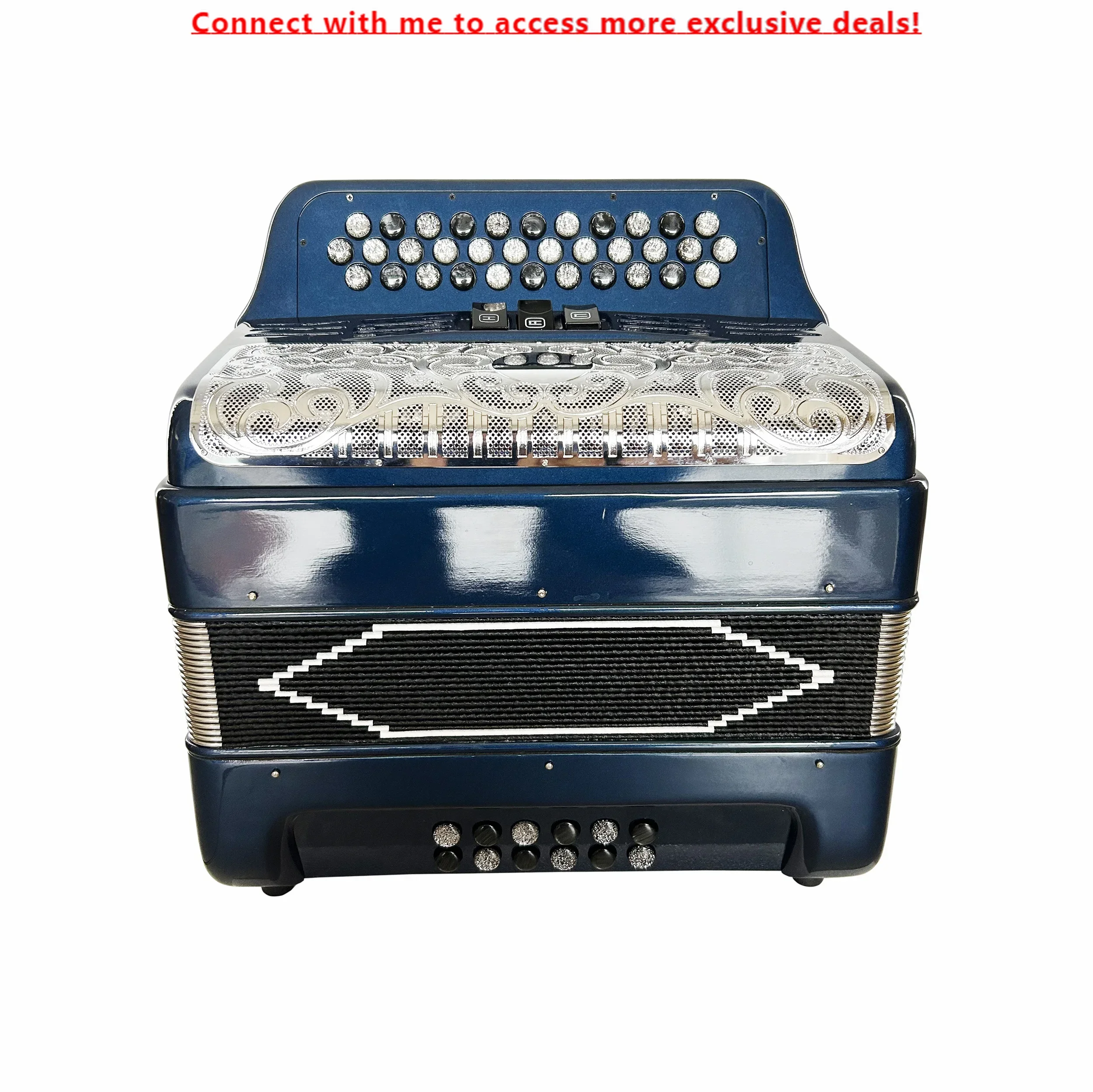

SEASOUND OEM 34 Buttons 12 Bass 3 Registers Deep Blue Accordion Silver Grill Accordions Silver Black Buttons Musical JB3412C