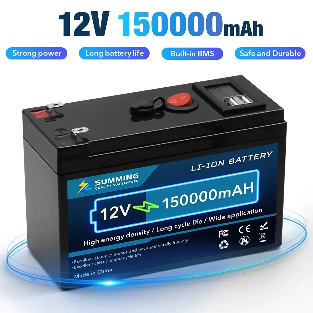 

High Quality 12V 150Ah Lithium Battery Deep Cycle for Solar Fish Finder Marine Outdoor Camping Off-Grid Applications + USB Port