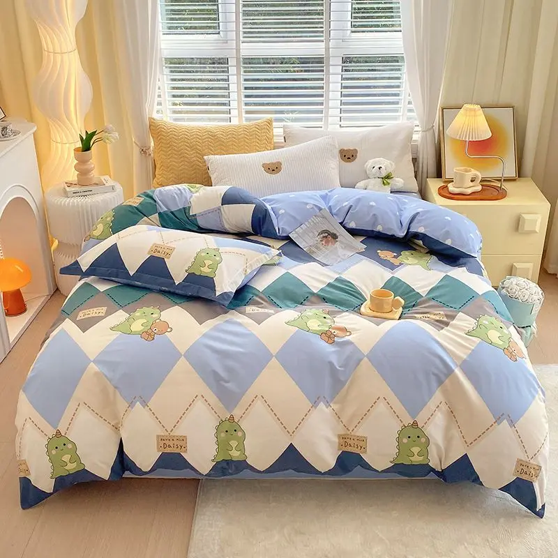 100% Cotton Soft Duvet Cover with Pillowcases for Single Double Bed Flower Print Cozy Bedding Set for Kids and Adults 21 Sizes