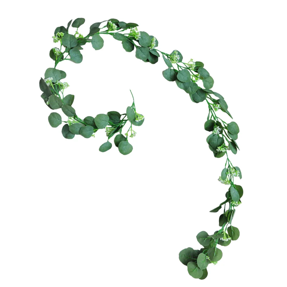 

1pc Simulated Eucalyptus Leaves Lifelike Artificial Green Plant Vine Rattan For Home Office Wedding Party Decor (Green)