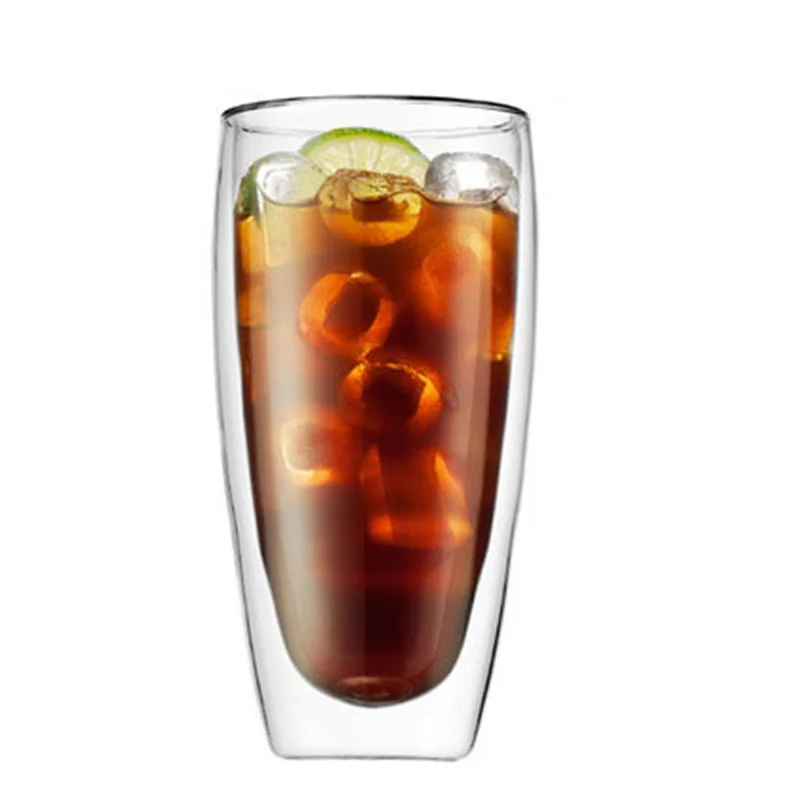 650ml Double Wall Glass Mug Clear Resistant Handmade Kungfu Tea Mug Coffee Milk Juice Lemon Healthy Drink Double Layer Glass Mug