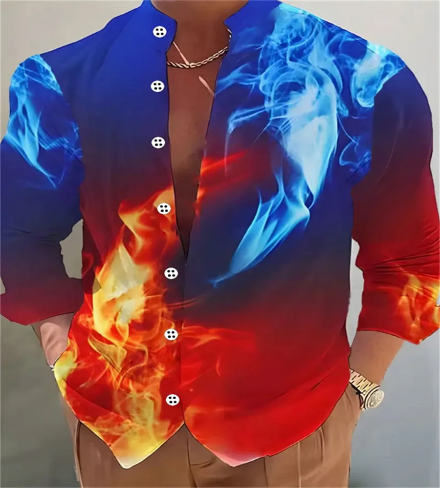 Vintage Mens 100% Cotton Linen Shirts Long-Sleeved Stand Collar Casual Tops 2024 Spring Summer Fashion Men Clothing Retro Shirt