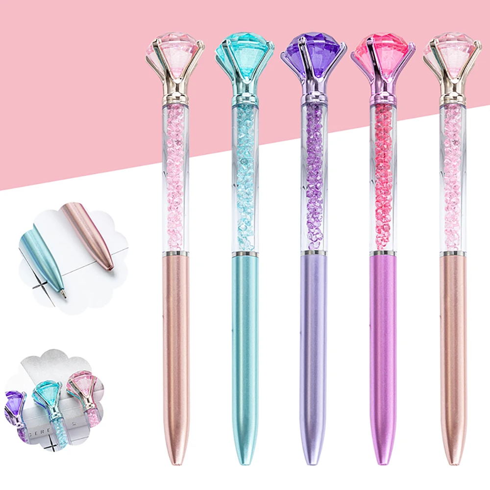 

1pc Large Diamond Crystal Pen Ballpoint Pen Student Stationery Office Business Festival Gift Fashion Plastic Nib Rhinestone Pens