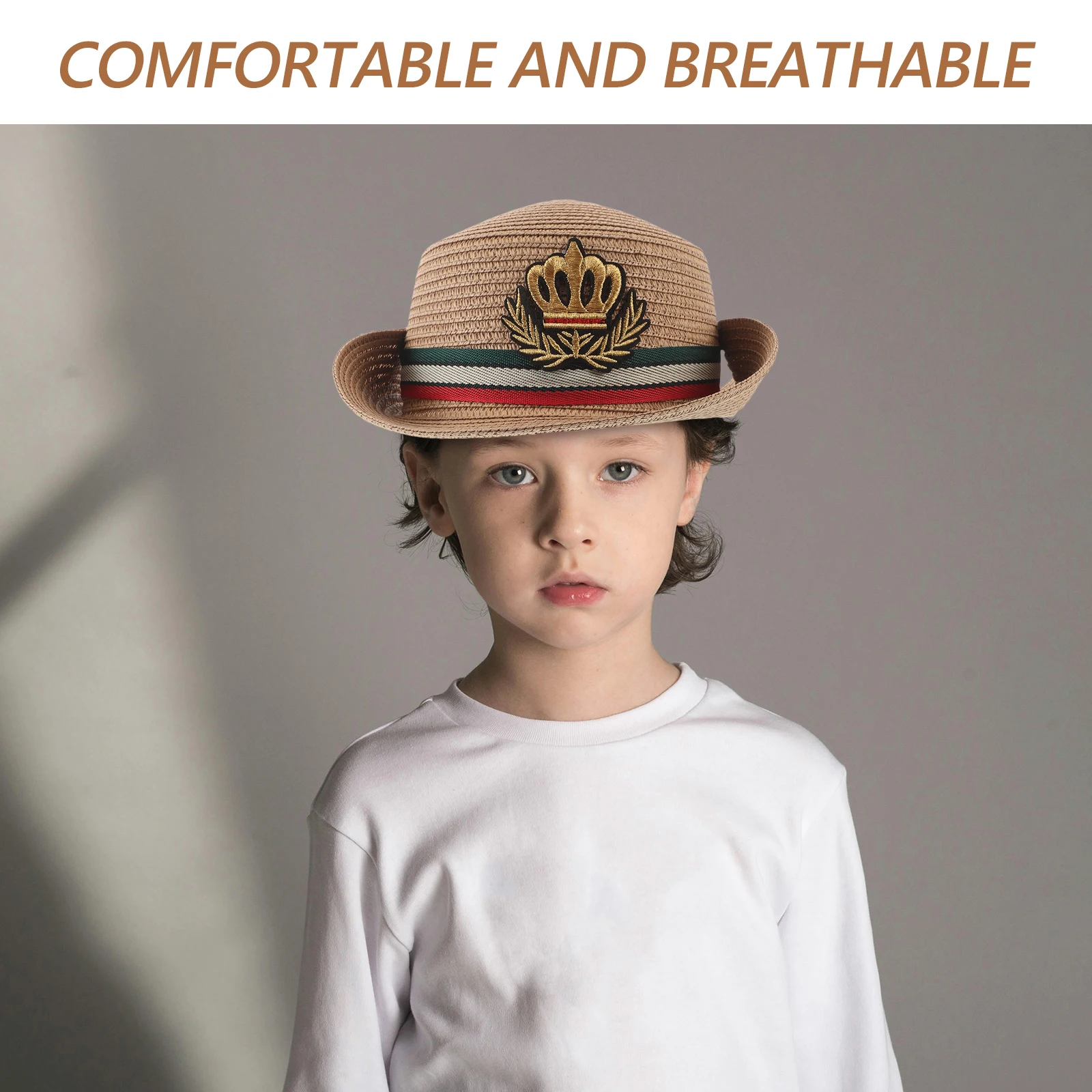 

Children Straw Hat Kids Beach Hats Toddler Sun Hat Little Girl Boy Summer Wide Brim Baby Hats Breathable Material Outdoor Spring