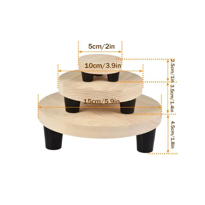 Wooden Planter Stand Kitchen Bathroom Countertop Tray Set Of 3 With S M L Size Space-saving Bathroom Shower Organizer For Plant