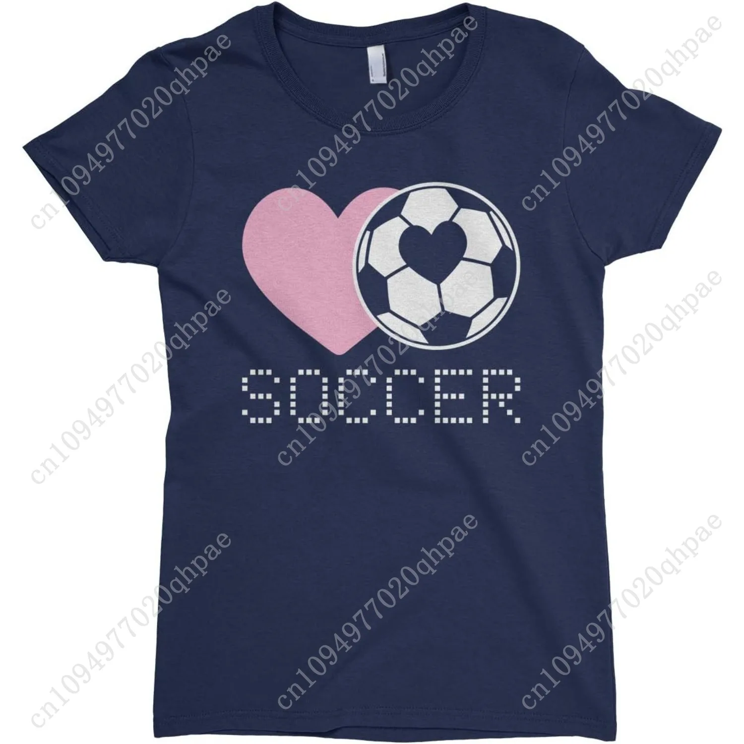 Threadrock Big Girls' Love Heart Soccer Fitted T-Shirt