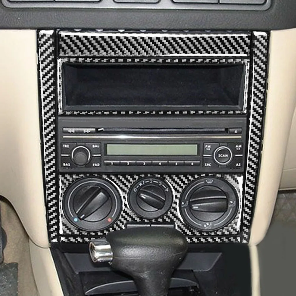 /Carbon /Fiber /Interior Center Control Cover Trim Set For For Golf 4 MK4 1999-2004 Black Epoxy Coated Dashboard Panel Decoratio