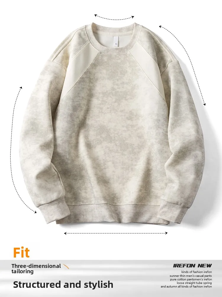 

Heavyweight Sweatirt Casual Long Sve round Ne Hoodl Men's Loose Fit Autumn Wear Comfortable Cotton Polyester Blend