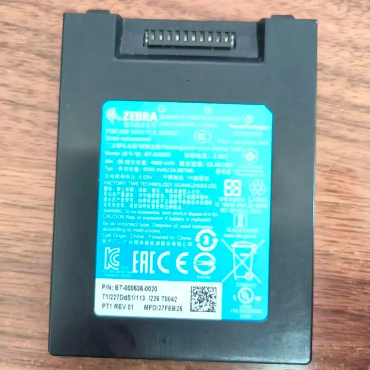 Original Battery For ZEBRA BT-000535 BT-000535-0020 3.89V 4900mAh 19.061Wh