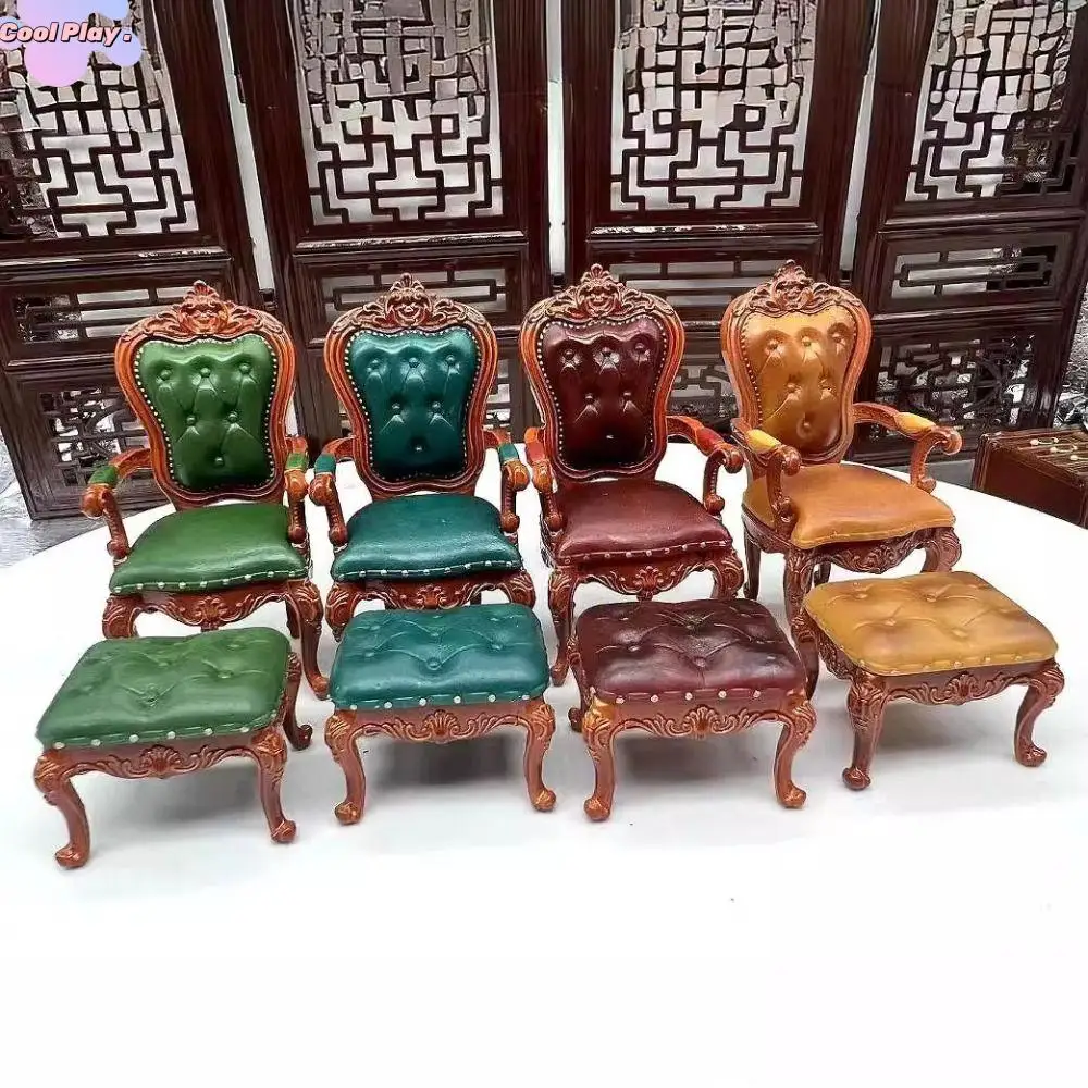 

Vintage Style Dollhouse Chairs 1/12 Scale Simulated Miniatures Furniture Mini Retro Luxury Doll Dining Chair Scene Model