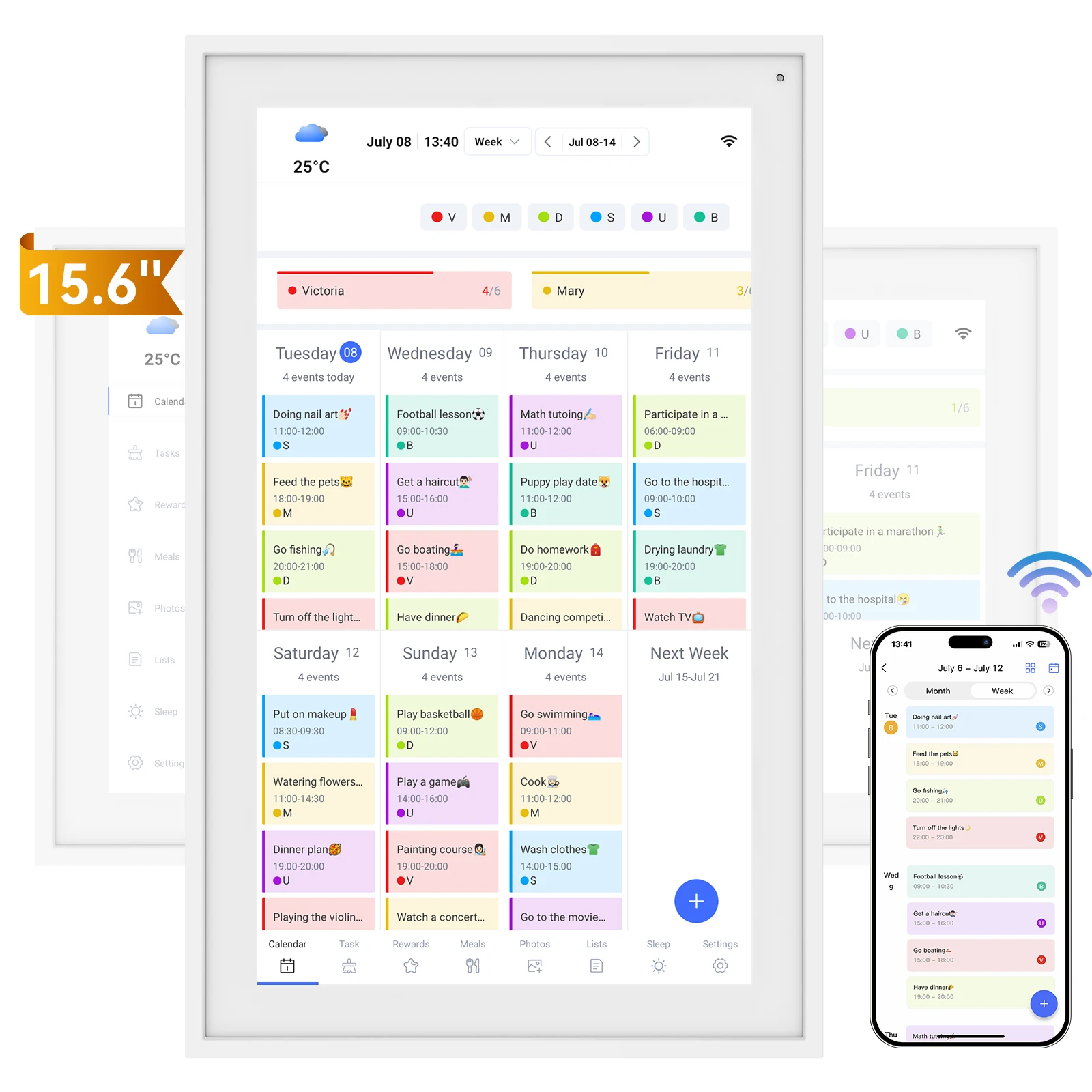 15,6'' Digitale Kalender Takenplank, Wand-touchscreen Slimme Elektronische Kalender voor Interactieve Plannen voor het Gezin - afbeelding 2