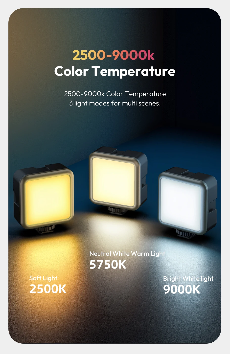 Ulanzi VL49 Vollfarb-RGB-LED-Videoleuchte 2500K-9000K 800LUX Magnetische Mini-Füllung 3 Kaltschuh 2000 mAh Typ-C-Kameralicht – Detail 9