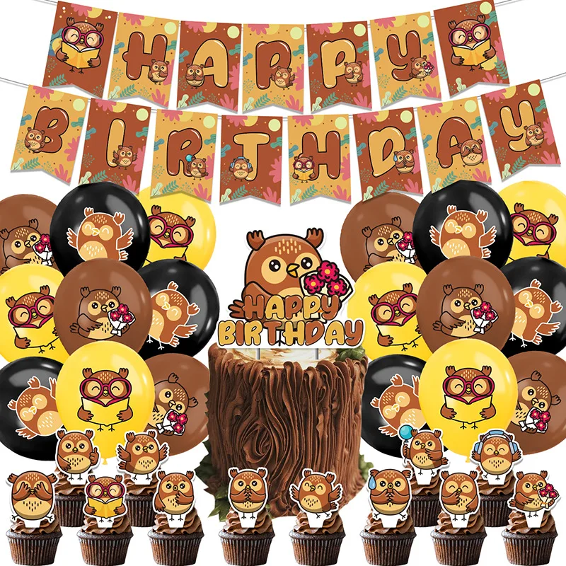 

Owl Birthday Party Decoration, Happy Birthday Banner, Balloon, Birthday Cake Topper Fork, Full of Magic Birthday Party Supplies