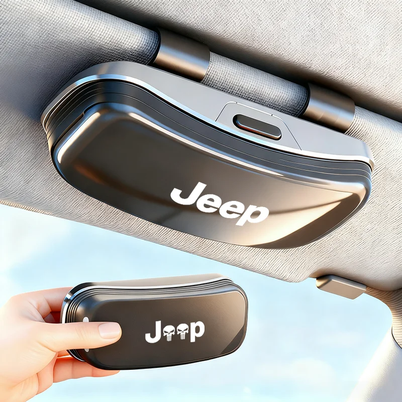 Jeep carro viseira óculos caixa de armazenamento auto óculos de sol caso para jeep grand cherokee wrangler jk gladiador compass renegado patriot