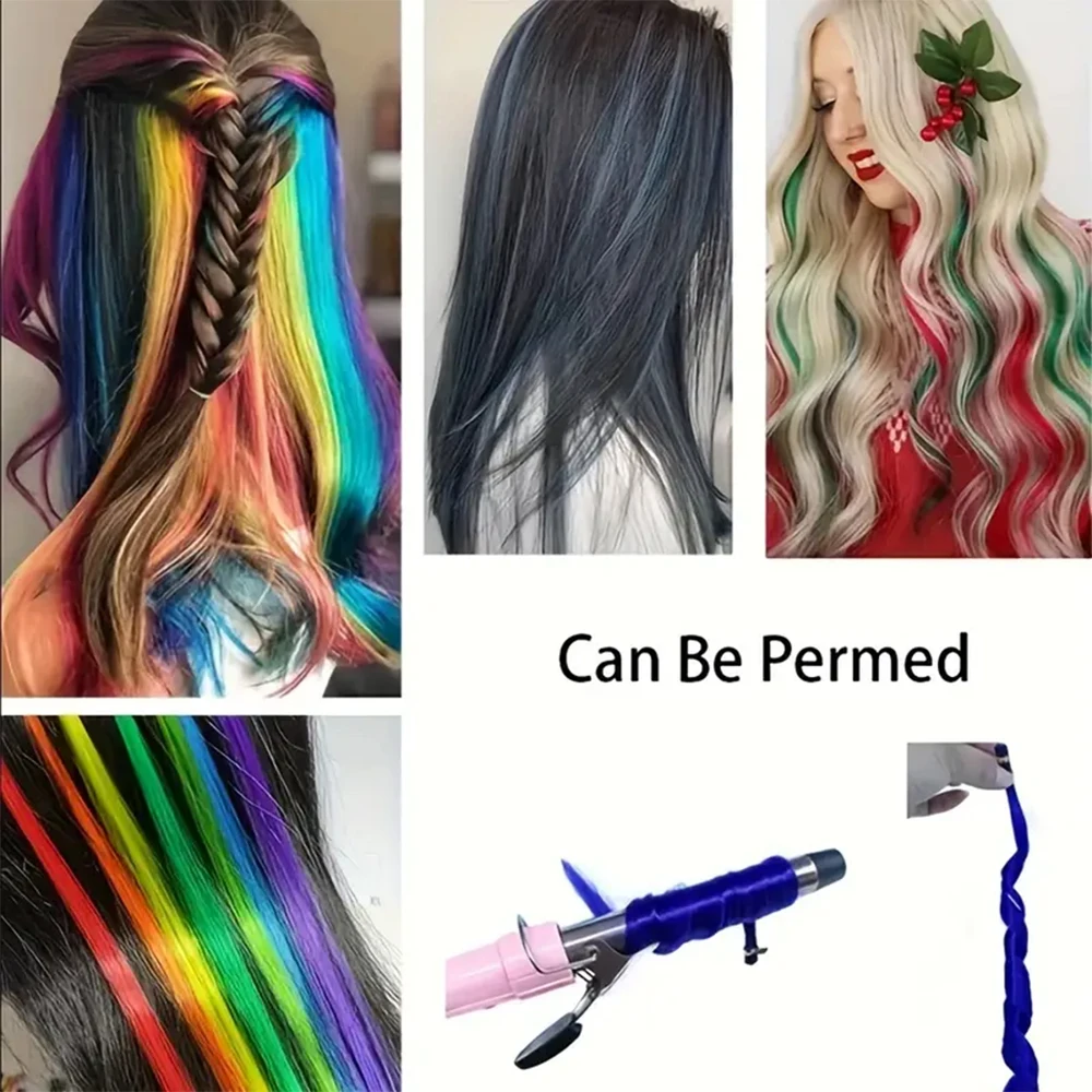 Extensões de cabelo sintéticas coloridas com queratina fusão, peruca Y2K Lolita Cosplay para mulheres e meninas, peruca reta, 40cm, 10 raízes por embalagem