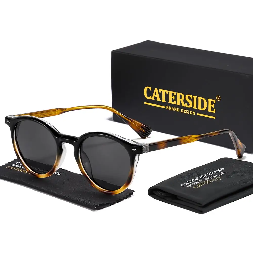 CATERSIDE New Men's Round Polarized Sunglasses Men TR-90 High Quality Suneyeglass Women's Punk Outdoor Sports Eyewear UV400