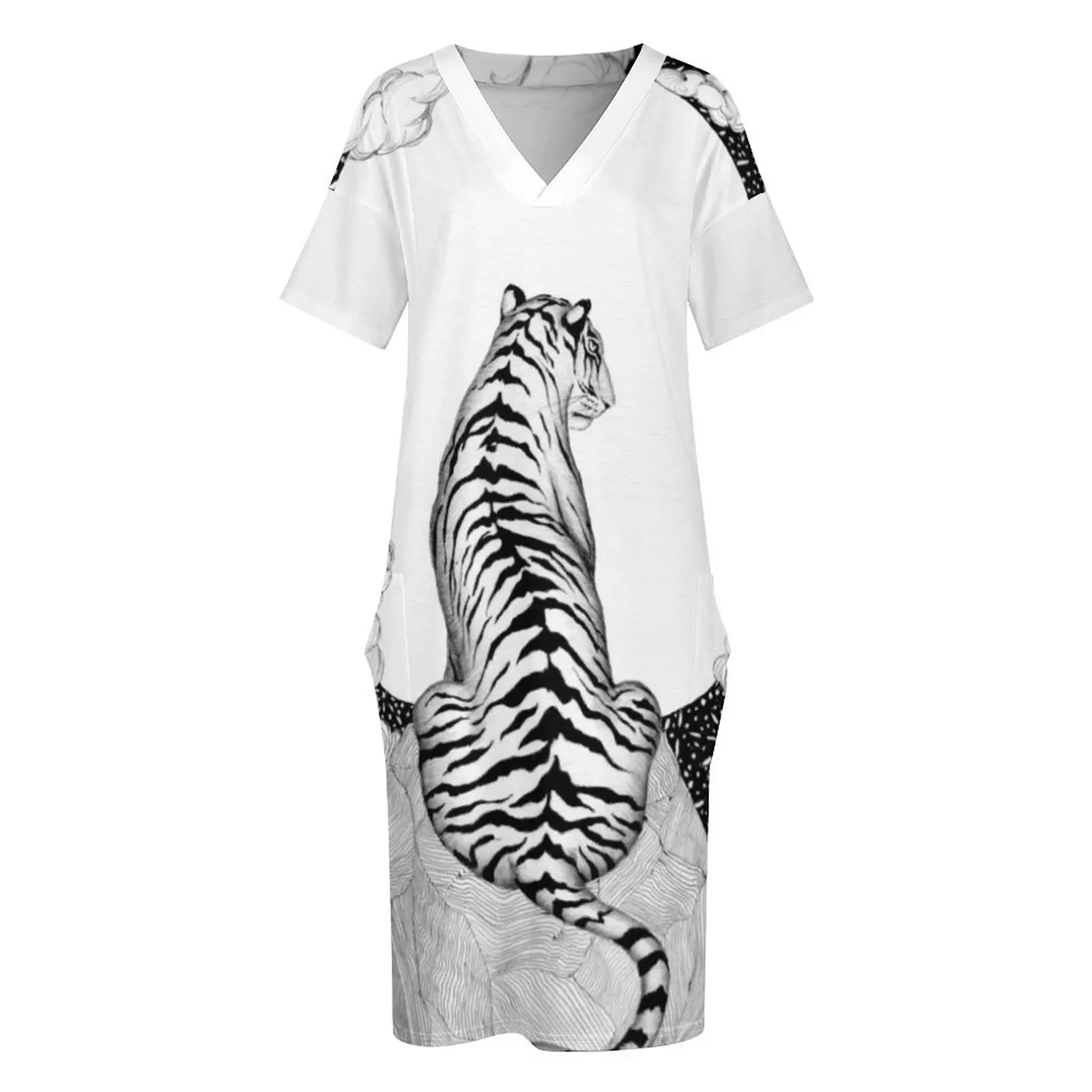 Tiger Moon ชุดเดรสกระเป๋าหลวมชุดราตรีสุภาพสตรีชุดนางฟ้าชุดราตรี 2025 ชุดเทศกาลผู้หญิง