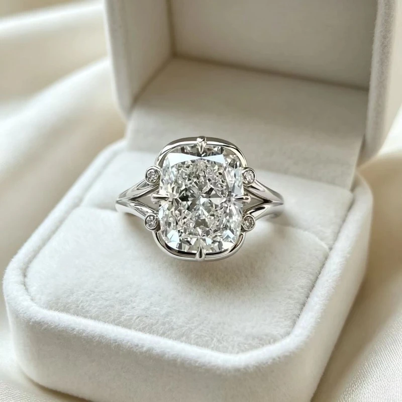 Solid 925 Sterling Silver Ring Fully Set with Moissanite Festive Gift Ideal for Any Occasion