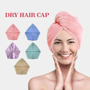 Toalla de microfibra para el cabello para mujer, turbante absorbente de microfibra para secado de cabello, gorro de Spa para ducha